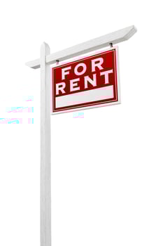Right Facing For Rent Real Estate Sign Isolated on a White Background. photo