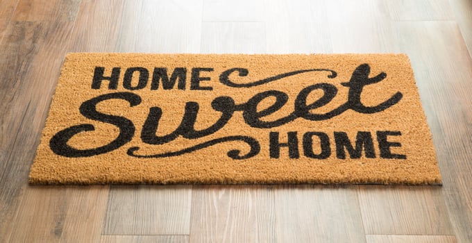 Home Sweet Home Welcome Mat On Floor photo