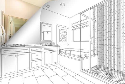 Master Bathroom Drawing Page Corner Flipping with Photo Behind