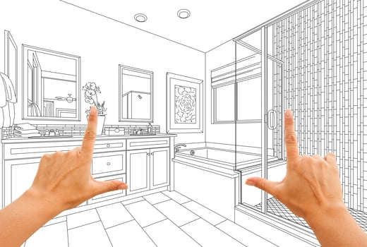 Hands Framing Custom Master Bathroom Drawing photo