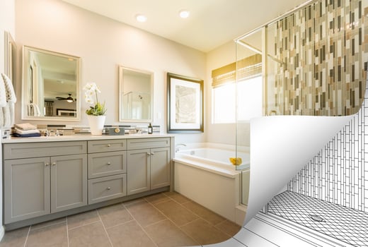 Master Bathroom Photo Page Corner Flipping with Drawing Behind