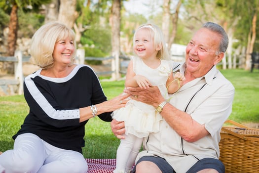 Affectionate Granddaughter and Grandparents Playing At The Park photo