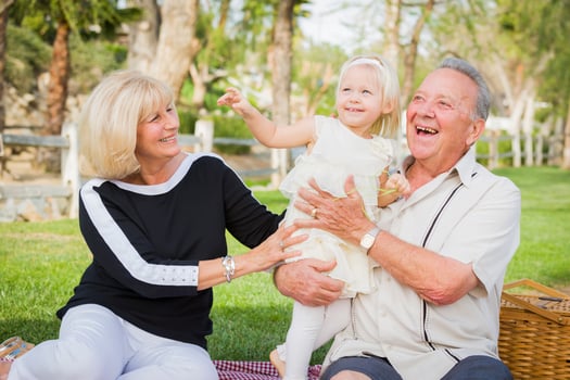 Affectionate Granddaughter and Grandparents Playing At The Park photo