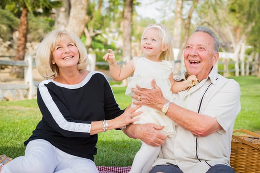 Affectionate Granddaughter and Grandparents Playing At The Park photo