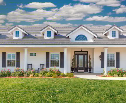 Beautiful Custom Built Home Facade and Yard. photo
