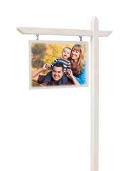 Real Estate Sign with Mixed Race Family photo