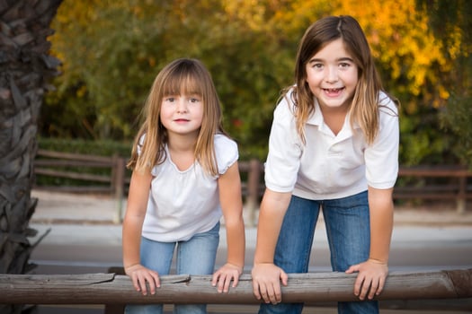 Pretty Young Sisters Portrait Outside photo