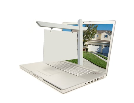 Blank Real Estate Sign and Laptop photo