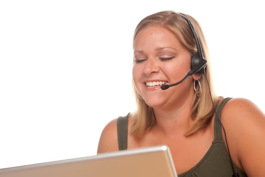 Attractive Customer Support Woman Smiles photo