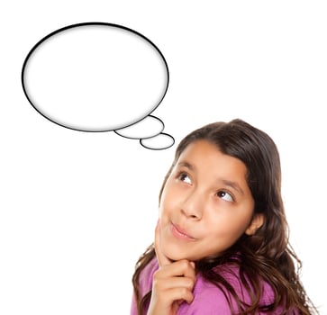 Hispanic Teen Aged Girl with Blank Thought Bubble photo