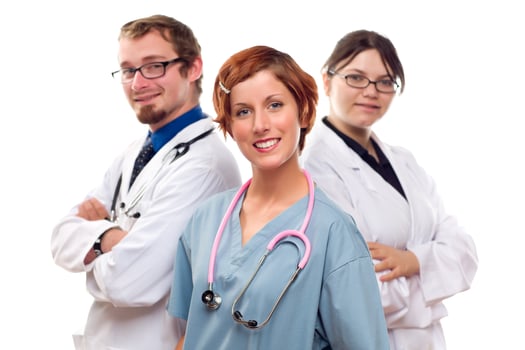 Group of Doctors or Nurses on a White Background photo