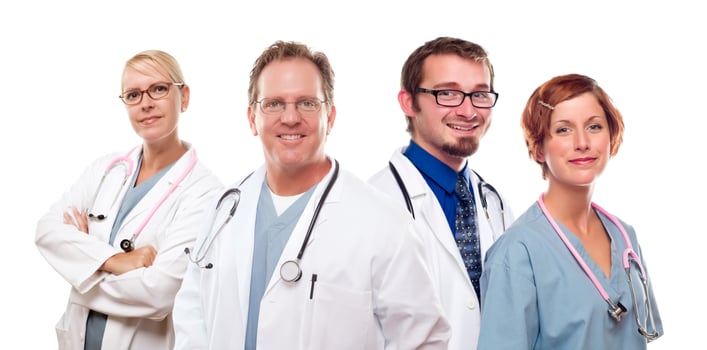 Group of Doctors or Nurses on a White Background photo