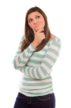 Contemplative Ethnic Female with Hand on Chin photo