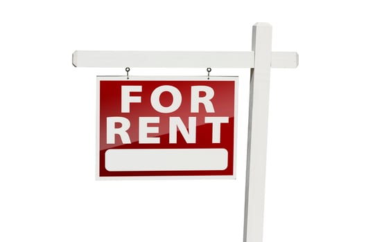 For Rent Real Estate Sign on White photo