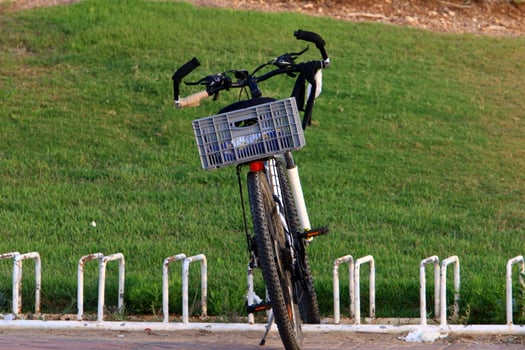 Bicycle in the city park near the sea. photo