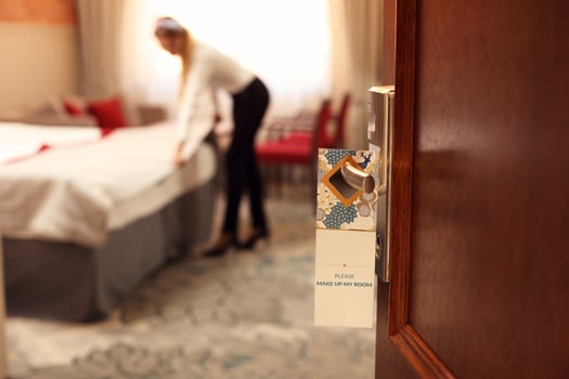 Cleaning service in hotel room photo