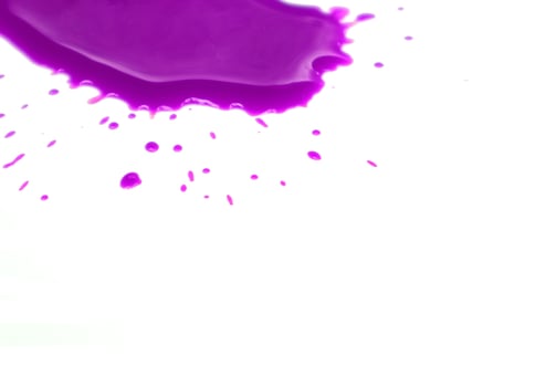 splatter violet pink purple color painting Ink drops and splashes. Blotter spots liquid paint drip drop splash on white background photo