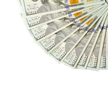 Dollar bills. American money isolated on white with copy space photo