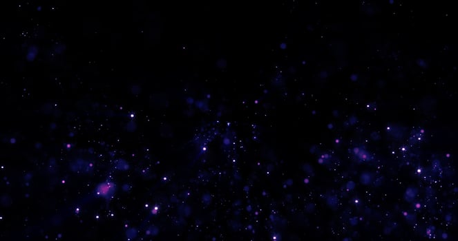 Purple and blue beautiful bright glowing shiny star particles flying in the galaxy in space energy magic with blur and bokeh zoom effect. Abstract background, intro photo