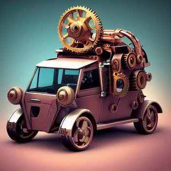 Mechanical suv car . Steampunk style animal photo