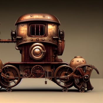 Mechanical train full body. Steampunk style animal. 3d illustration photo