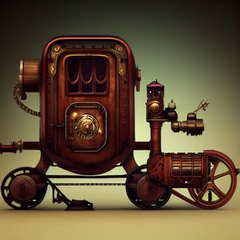 Mechanical train full body. Steampunk style animal. 3d illustration photo