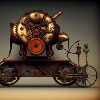 Mechanical train full body. Steampunk style animal. 3d illustration photo