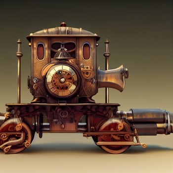 Mechanical train full body. Steampunk style animal. 3d illustration photo