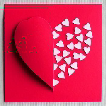 Cutted paper Heart - Valentines Day Love Card Red Open photo