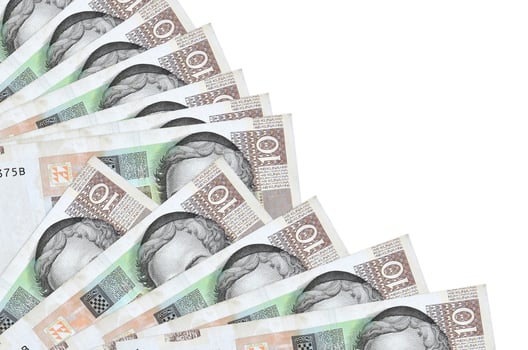 10 Croatian kuna bills lies isolated on white background with copy space stacked in fan close up photo