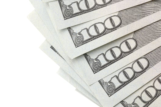 Dollar bills. American money isolated on white with copy space photo