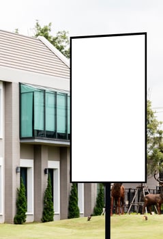 Outdoor billboard entrance to the village with white background mock up. clipping path photo