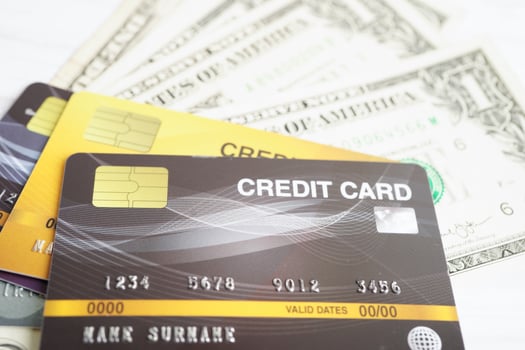 Credit card with password key lock and US dollar banknote money, security finance business concept. photo