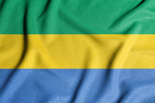 National flag of the Gabon. The main symbol of an independent country. photo