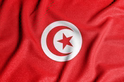 National flag of the Tunisia. The main symbol of an independent country. Flag of Tunisia. An attribute of the large size of a democratic state. photo