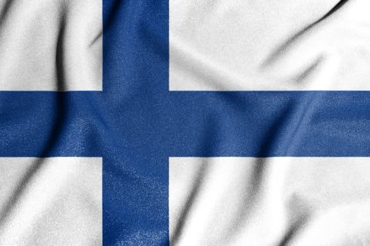 National flag of the Finland. The main symbol of an independent country. Flag of Finland. An attribute of the large size of a democratic state. photo