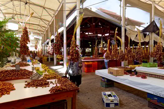 Tunis, Tunisia 2022.09.30 Dates fruit being sold on the Tunis Central Market.. The central market of Tunis is one of the most important commercial places in downtown Tunis. photo