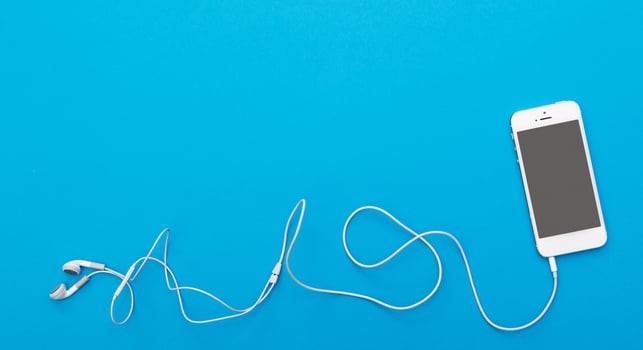 Smart phone and earphones photo