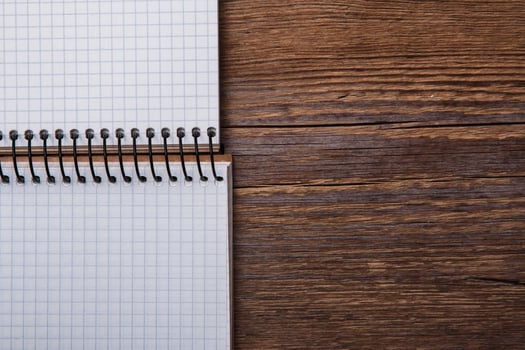 Notepad on wooden surface photo