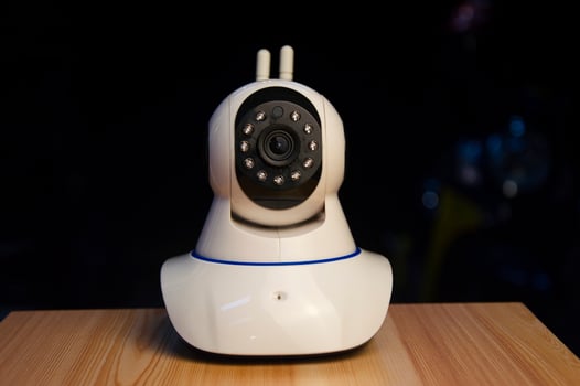 Close-up of IP CCTV cameras or high-tech surveillance systems. CCTV system photo