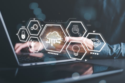 Cloud computing concept, digital network data connection technology, modern communication with information technology, innovation online backup with highly secure protection,smartphone in man's hand photo