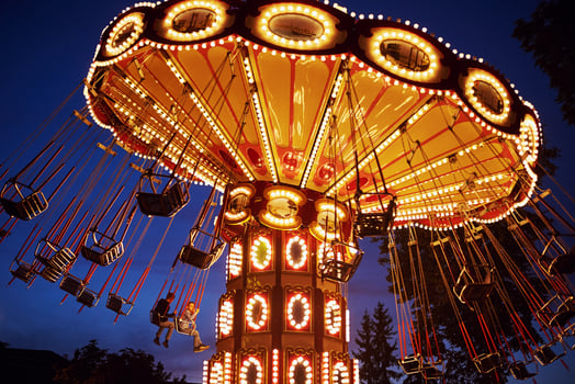 Carousel Merry-go-round in amusement park at a night city photo