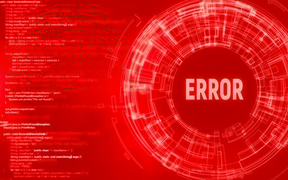 Error sign. Serious problems with the protection of cyberspace. photo