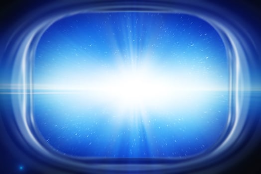 View from spacecraft window during Interstellar travel photo