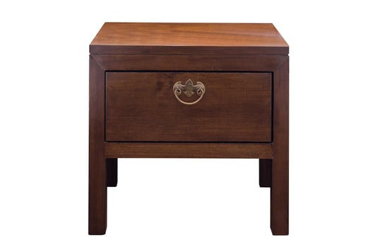 Wooden table with drawers isolated. photo