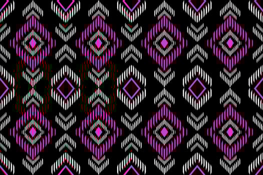 Ikat Aztec ethnic ornament seamless pattern. Design with geometric ikat, folk embroidery, indian, scandinavian, gypsy, mexican, african rug, ikat wallpaper background. photo