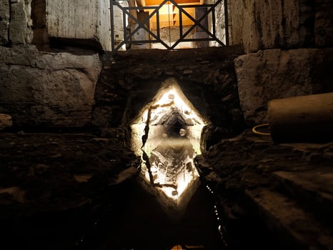 water channel inside Colosseum Rome interior view at night photo