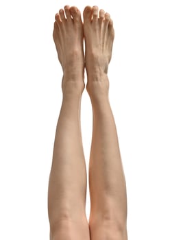 beautifully groomed female legs on a white background photo