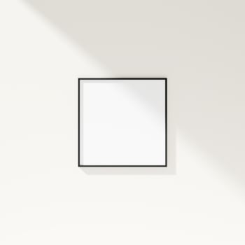 Minimal frame mockup on white wall. Poster mockup. Clean, modern, minimal frame. 3d rendering. photo