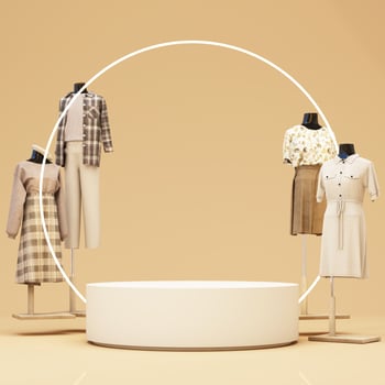 Fashion lifestyle concept Mannequins with space for promotional advertisements on sales and podiums. product show stand and geometric shape. on background. 3d rendering photo